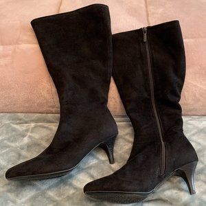 Ladies Black Suede Stretch Boots